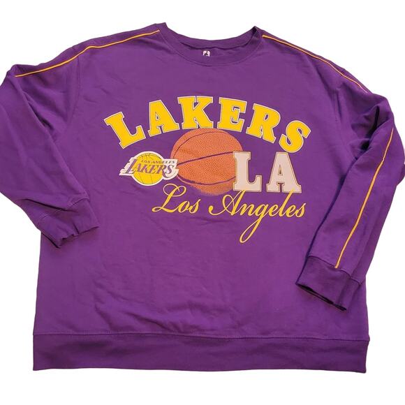 NBA Purple Los Angeles Lakers Basketball Pullover Crew Neck Sweater Size XL - Picture 1 of 7